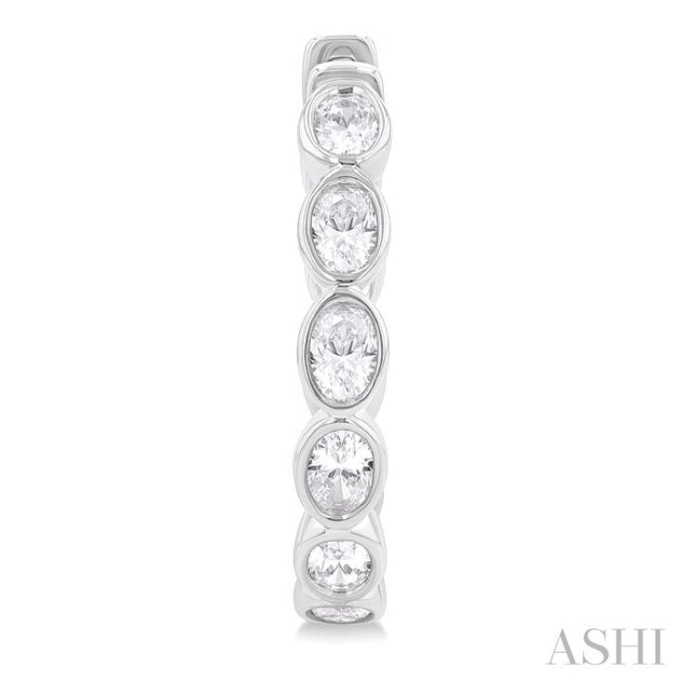 1 1/10 Ctw Bezel Set Oval Cut Diamond Fashion Hoop Earring in 14K White Gold 1 1/10 Ctw Bezel Set Oval Cut Diamond Fashion Hoop Earring in 14K White Gold
