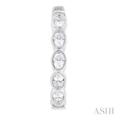1 1/10 Ctw Bezel Set Oval Cut Diamond Fashion Hoop Earring in 14K White Gold 1 1/10 Ctw Bezel Set Oval Cut Diamond Fashion Hoop Earring in 14K White Gold