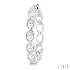 1 1/10 Ctw Bezel Set Oval Cut Diamond Fashion Hoop Earring in 14K White Gold 1 1/10 Ctw Bezel Set Oval Cut Diamond Fashion Hoop Earring in 14K White Gold