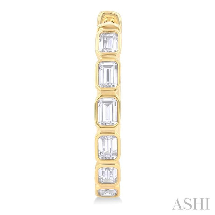 1 1/10 Ctw Bezel Set Emerald Cut Diamond Fashion Hoop Earring in 14K Yellow Gold 1 1/10 Ctw Bezel Set Emerald Cut Diamond Fashion Hoop Earring in 14K Yellow Gold