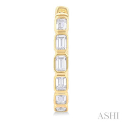 1 1/10 Ctw Bezel Set Emerald Cut Diamond Fashion Hoop Earring in 14K Yellow Gold 1 1/10 Ctw Bezel Set Emerald Cut Diamond Fashion Hoop Earring in 14K Yellow Gold