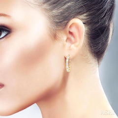 1 1/10 Ctw Bezel Set Emerald Cut Diamond Fashion Hoop Earring in 14K Yellow Gold 1 1/10 Ctw Bezel Set Emerald Cut Diamond Fashion Hoop Earring in 14K Yellow Gold