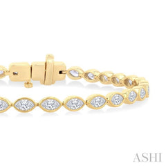 3 1/10 Ctw East-West Bezel Set Marquise Cut Diamond Tennis Bracelet in 14K Yellow Gold 3 1/10 Ctw East-West Bezel Set Marquise Cut Diamond Tennis Bracelet in 14K Yellow Gold