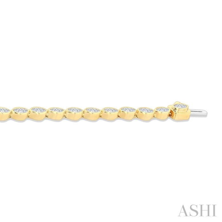 3 1/10 Ctw East-West Bezel Set Marquise Cut Diamond Tennis Bracelet in 14K Yellow Gold 3 1/10 Ctw East-West Bezel Set Marquise Cut Diamond Tennis Bracelet in 14K Yellow Gold