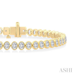 4 5/8 Ctw North-South Bezel Set Oval Cut Diamond Tennis Bracelet in 14K Yellow Gold 4 5/8 Ctw North-South Bezel Set Oval Cut Diamond Tennis Bracelet in 14K Yellow Gold