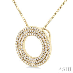 1/3 Ctw Circle Triple Row Round Cut Diamond Fashion Pendant With Chain in 14K Yellow Gold 1/3 Ctw Circle Triple Row Round Cut Diamond Fashion Pendant With Chain in 14K Yellow Gold