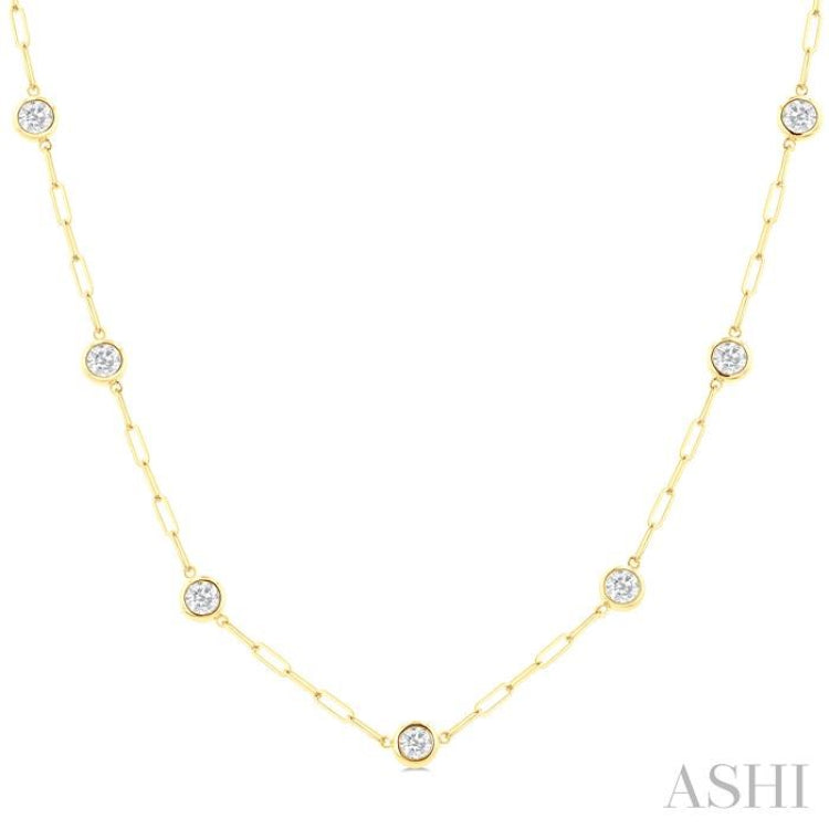2 Ctw Bezel Set Round Cut Diamond Paperclip Station Necklace in 14K Yellow Gold 2 Ctw Bezel Set Round Cut Diamond Paperclip Station Necklace in 14K Yellow Gold