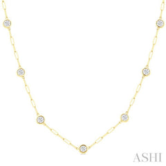 2 Ctw Bezel Set Round Cut Diamond Paperclip Station Necklace in 14K Yellow Gold 2 Ctw Bezel Set Round Cut Diamond Paperclip Station Necklace in 14K Yellow Gold