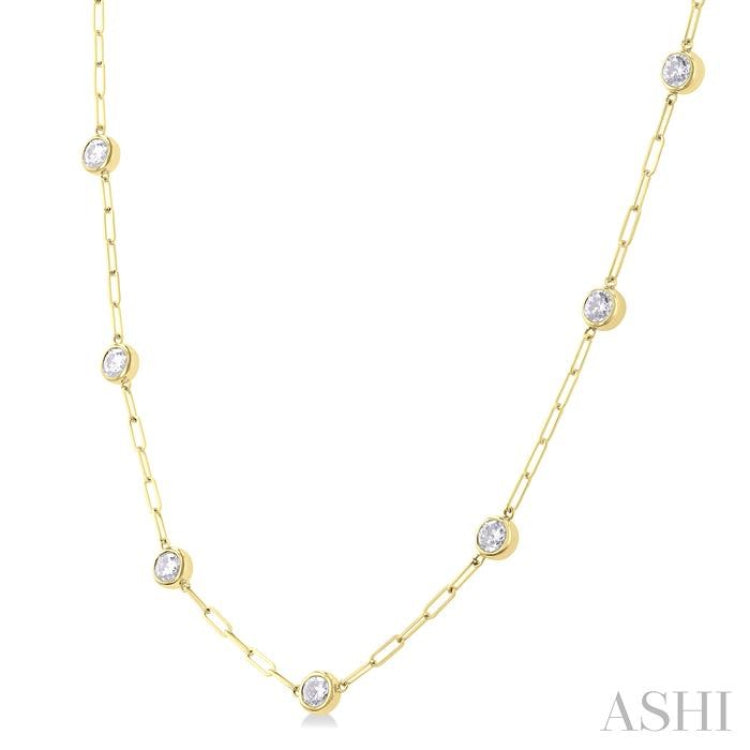 2 Ctw Bezel Set Round Cut Diamond Paperclip Station Necklace in 14K Yellow Gold 2 Ctw Bezel Set Round Cut Diamond Paperclip Station Necklace in 14K Yellow Gold