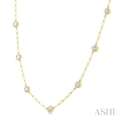 2 Ctw Bezel Set Round Cut Diamond Paperclip Station Necklace in 14K Yellow Gold 2 Ctw Bezel Set Round Cut Diamond Paperclip Station Necklace in 14K Yellow Gold