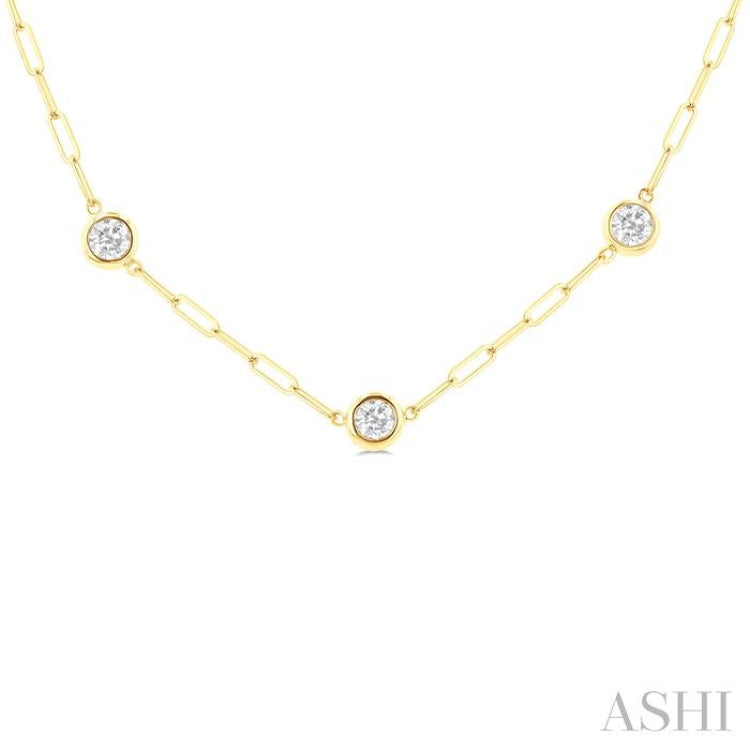 2 Ctw Bezel Set Round Cut Diamond Paperclip Station Necklace in 14K Yellow Gold 2 Ctw Bezel Set Round Cut Diamond Paperclip Station Necklace in 14K Yellow Gold