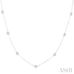 1/2 Ctw Bezel Set Round Cut Diamond Paperclip Station Necklace in 14K White Gold 1/2 Ctw Bezel Set Round Cut Diamond Paperclip Station Necklace in 14K White Gold