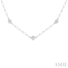 3/4 Ctw Bezel Set Round Cut Diamond Paperclip Station Necklace in 14K White Gold 3/4 Ctw Bezel Set Round Cut Diamond Paperclip Station Necklace in 14K White Gold