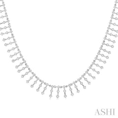 1 1/10 Ctw Spikes Shape Round Cut Diamond Fashion Necklace in 14K White Gold 1 1/10 Ctw Spikes Shape Round Cut Diamond Fashion Necklace in 14K White Gold