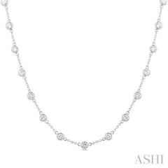 3 Ctw Bezel Set Round Cut Diamond Station Necklace in 14K White Gold 3 Ctw Bezel Set Round Cut Diamond Station Necklace in 14K White Gold
