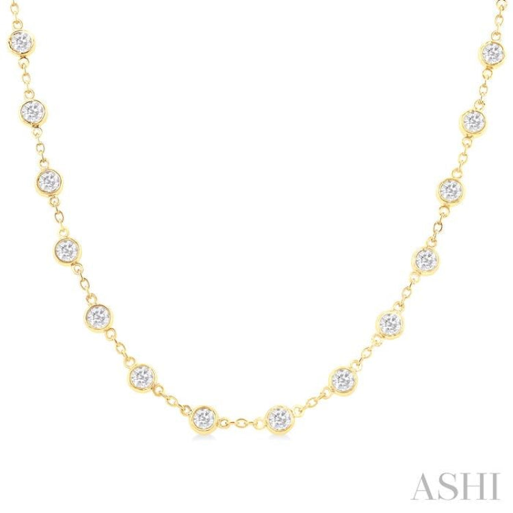 4 Ctw Bezel Set Round Cut Diamond Station Necklace in 14K Yellow Gold 4 Ctw Bezel Set Round Cut Diamond Station Necklace in 14K Yellow Gold