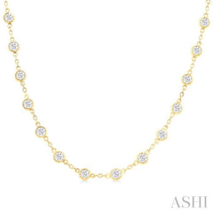 4 Ctw Bezel Set Round Cut Diamond Station Necklace in 14K Yellow Gold 4 Ctw Bezel Set Round Cut Diamond Station Necklace in 14K Yellow Gold
