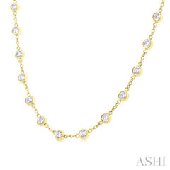 4 Ctw Bezel Set Round Cut Diamond Station Necklace in 14K Yellow Gold 4 Ctw Bezel Set Round Cut Diamond Station Necklace in 14K Yellow Gold