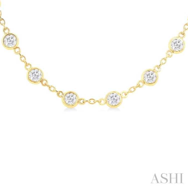4 Ctw Bezel Set Round Cut Diamond Station Necklace in 14K Yellow Gold 4 Ctw Bezel Set Round Cut Diamond Station Necklace in 14K Yellow Gold