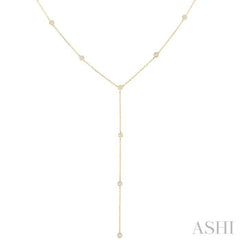 1/3 Ctw Bezel Set Round Cut Diamond Y-Shape Lariat Station Necklace in 14K Yellow Gold 1/3 Ctw Bezel Set Round Cut Diamond Y-Shape Lariat Station Necklace in 14K Yellow Gold