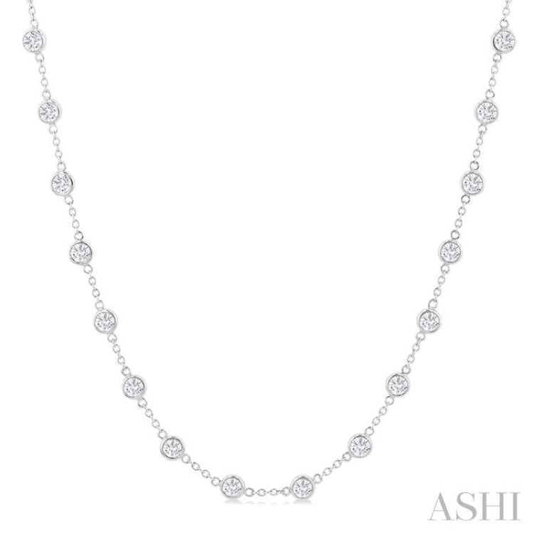 5 Ctw Bezel Set Round Cut Diamond Station Necklace in 14K White Gold 5 Ctw Bezel Set Round Cut Diamond Station Necklace in 14K White Gold