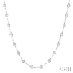 5 Ctw Bezel Set Round Cut Diamond Station Necklace in 14K White Gold 5 Ctw Bezel Set Round Cut Diamond Station Necklace in 14K White Gold