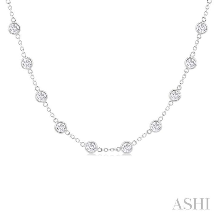 5 Ctw Bezel Set Round Cut Diamond Station Necklace in 14K White Gold 5 Ctw Bezel Set Round Cut Diamond Station Necklace in 14K White Gold