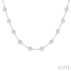 5 Ctw Bezel Set Round Cut Diamond Station Necklace in 14K White Gold 5 Ctw Bezel Set Round Cut Diamond Station Necklace in 14K White Gold