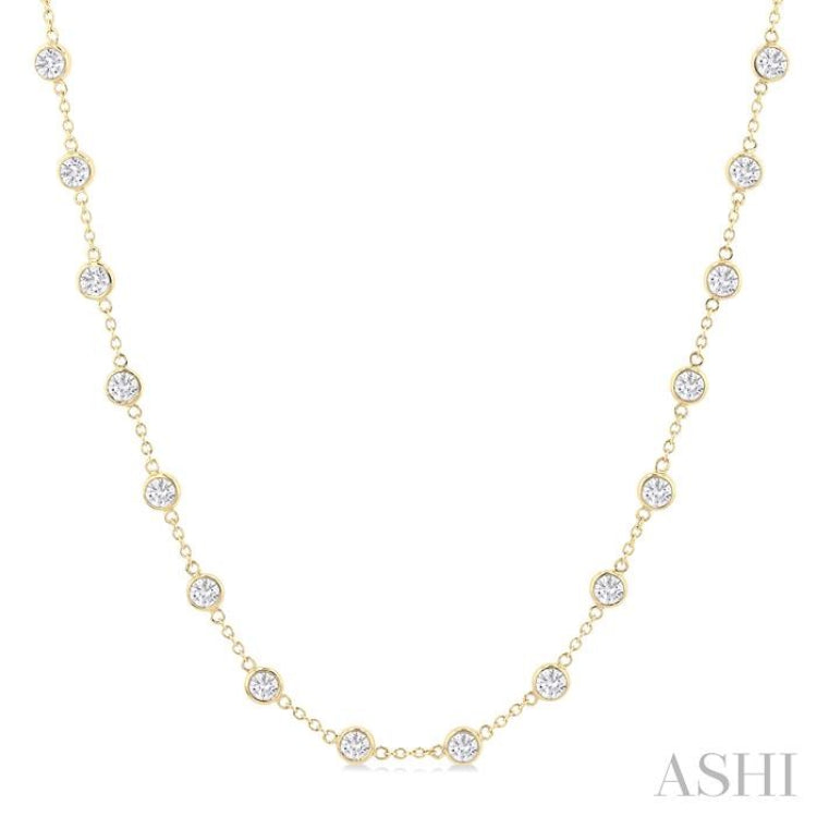5 Ctw Bezel Set Round Cut Diamond Station Necklace in 14K Yellow Gold 5 Ctw Bezel Set Round Cut Diamond Station Necklace in 14K Yellow Gold