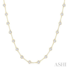 5 Ctw Bezel Set Round Cut Diamond Station Necklace in 14K Yellow Gold 5 Ctw Bezel Set Round Cut Diamond Station Necklace in 14K Yellow Gold
