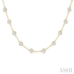 5 Ctw Bezel Set Round Cut Diamond Station Necklace in 14K Yellow Gold 5 Ctw Bezel Set Round Cut Diamond Station Necklace in 14K Yellow Gold