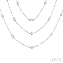 3 Ctw Bezel Set Round Cut Diamond 60-Inch Long Station Necklace in 14K White Gold 3 Ctw Bezel Set Round Cut Diamond 60-Inch Long Station Necklace in 14K White Gold
