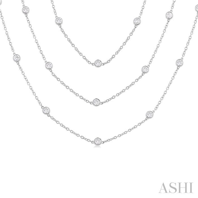 5 Ctw Bezel Set Round Cut Diamond 60-Inch Long Station Necklace in 14K White Gold 5 Ctw Bezel Set Round Cut Diamond 60-Inch Long Station Necklace in 14K White Gold