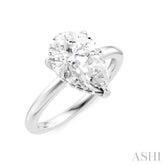 1/10 Ctw Pear Shape Round Cut Diamond Semi-Mount Engagement Ring in 14K White Gold