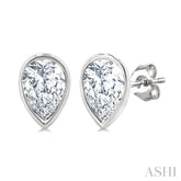 1/5 Ctw Petite Bezel Set Pear Cut Diamond Fashion Stud Earrings in 10K White Gold