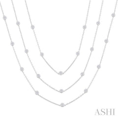 7 Ctw Bezel Set Round Cut Diamond 60-Inch Long Station Necklace in 14K White Gold 7 Ctw Bezel Set Round Cut Diamond 60-Inch Long Station Necklace in 14K White Gold
