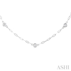 1/4 Ctw Bezel Set Round Cut Diamond Paperclip Station Necklace in 14K White Gold 1/4 Ctw Bezel Set Round Cut Diamond Paperclip Station Necklace in 14K White Gold