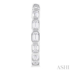 1 1/10 Ctw Bezel Set Emerald Cut Diamond Fashion Hoop Earring in 14K White Gold 1 1/10 Ctw Bezel Set Emerald Cut Diamond Fashion Hoop Earring in 14K White Gold