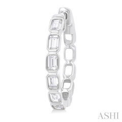 1 1/10 Ctw Bezel Set Emerald Cut Diamond Fashion Hoop Earring in 14K White Gold 1 1/10 Ctw Bezel Set Emerald Cut Diamond Fashion Hoop Earring in 14K White Gold