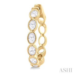 1 1/10 Ctw Bezel Set Oval Cut Diamond Fashion Hoop Earring in 14K Yellow Gold 1 1/10 Ctw Bezel Set Oval Cut Diamond Fashion Hoop Earring in 14K Yellow Gold