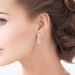 1 1/10 Ctw Bezel Set Oval Cut Diamond Fashion Hoop Earring in 14K Yellow Gold 1 1/10 Ctw Bezel Set Oval Cut Diamond Fashion Hoop Earring in 14K Yellow Gold