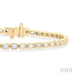 4 1/3 Ctw East-West Bezel Set Emerald Cut Diamond Tennis Bracelet in 14K Yellow Gold 4 1/3 Ctw East-West Bezel Set Emerald Cut Diamond Tennis Bracelet in 14K Yellow Gold