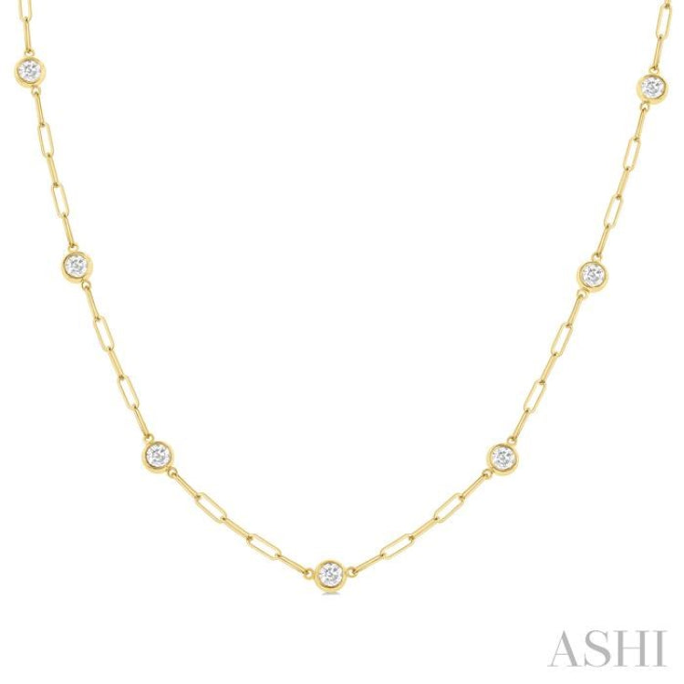 1 Ctw Bezel Set Round Cut Diamond Paperclip Station Necklace in 14K Yellow Gold 1 Ctw Bezel Set Round Cut Diamond Paperclip Station Necklace in 14K Yellow Gold