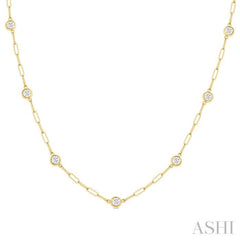 1 Ctw Bezel Set Round Cut Diamond Paperclip Station Necklace in 14K Yellow Gold 1 Ctw Bezel Set Round Cut Diamond Paperclip Station Necklace in 14K Yellow Gold