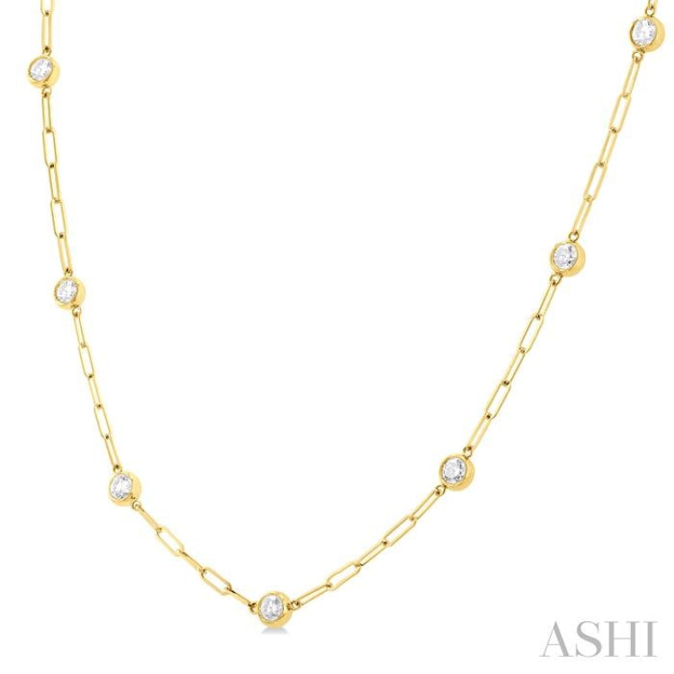 1 Ctw Bezel Set Round Cut Diamond Paperclip Station Necklace in 14K Yellow Gold 1 Ctw Bezel Set Round Cut Diamond Paperclip Station Necklace in 14K Yellow Gold