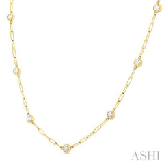 1 Ctw Bezel Set Round Cut Diamond Paperclip Station Necklace in 14K Yellow Gold 1 Ctw Bezel Set Round Cut Diamond Paperclip Station Necklace in 14K Yellow Gold