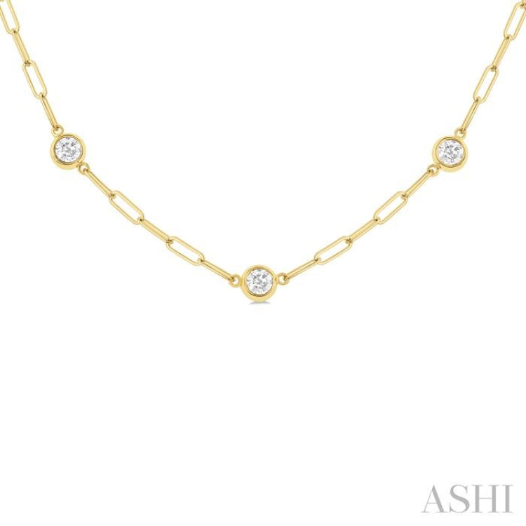 1 Ctw Bezel Set Round Cut Diamond Paperclip Station Necklace in 14K Yellow Gold 1 Ctw Bezel Set Round Cut Diamond Paperclip Station Necklace in 14K Yellow Gold