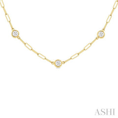 1 Ctw Bezel Set Round Cut Diamond Paperclip Station Necklace in 14K Yellow Gold 1 Ctw Bezel Set Round Cut Diamond Paperclip Station Necklace in 14K Yellow Gold