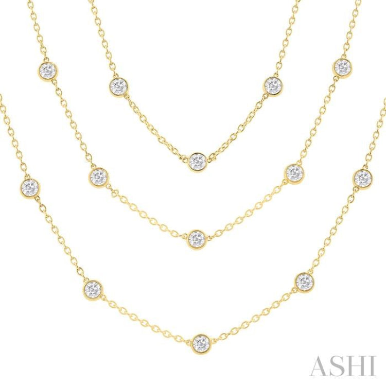 10 Ctw Bezel Set Round Cut Diamond 60-Inch Long Station Necklace in 14K Yellow Gold 10 Ctw Bezel Set Round Cut Diamond 60-Inch Long Station Necklace in 14K Yellow Gold