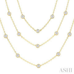 10 Ctw Bezel Set Round Cut Diamond 60-Inch Long Station Necklace in 14K Yellow Gold 10 Ctw Bezel Set Round Cut Diamond 60-Inch Long Station Necklace in 14K Yellow Gold